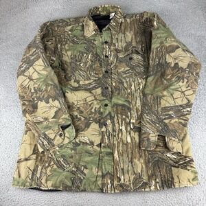 Vtg Mens Xl CABELA'S Quilted Lined Realtree Camo Hunting Shirt Jacket USA Chore